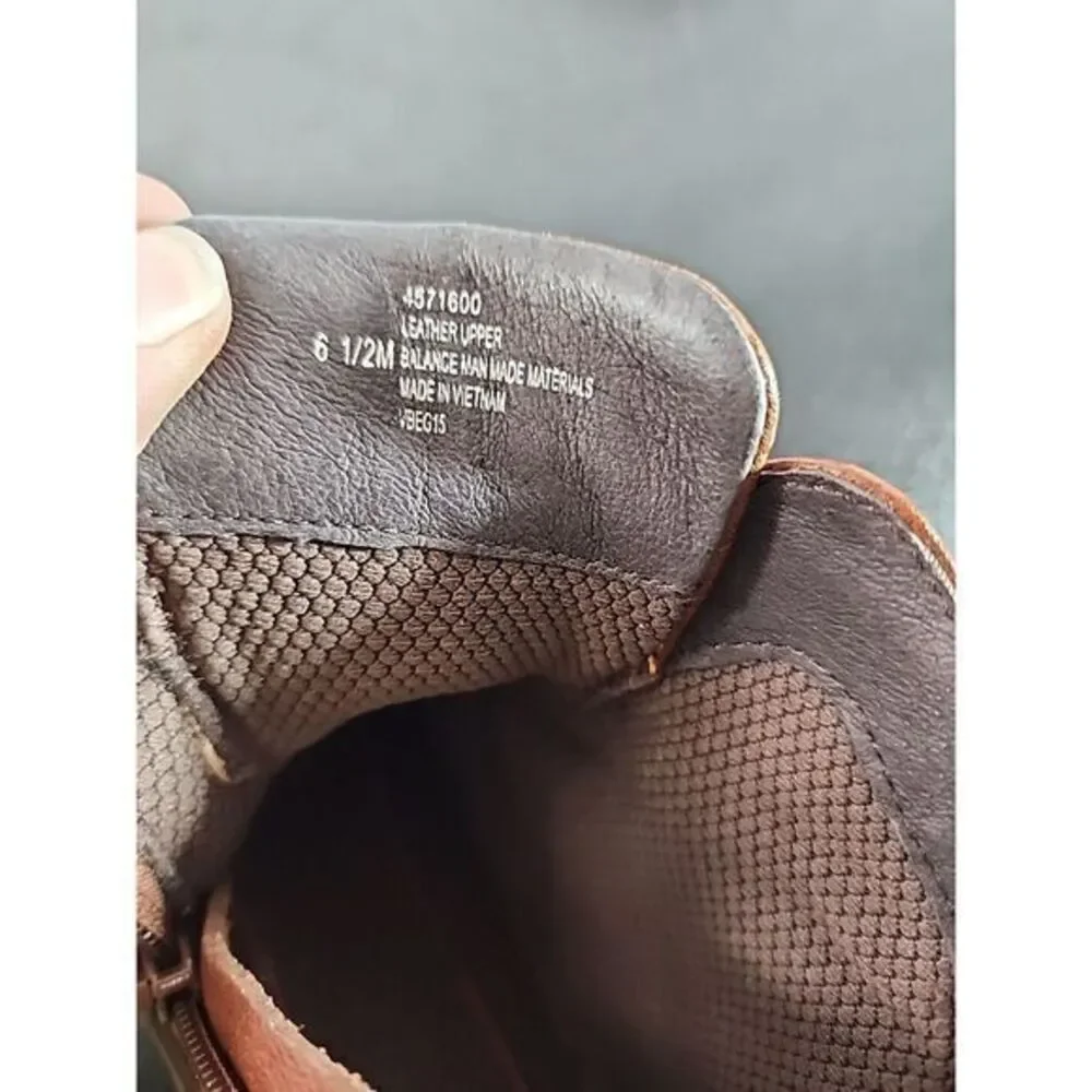 Bionico Boots 6.5 M Booties Brown Stitch Leather Multi Strap Ankle Zip Shoes‎
